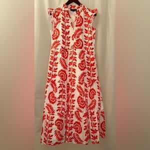 Liza Byrd Coral and White Patterned Maxi Dress